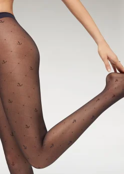 Women Calzedonia 50 Denier Marine Sheer Tights