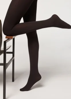 Women Calzedonia 100 Denier Opaque Cotton And Microfibre Tights