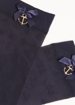 Women Calzedonia 15 Denier Patterned Sheer Ankle Socks With Bow