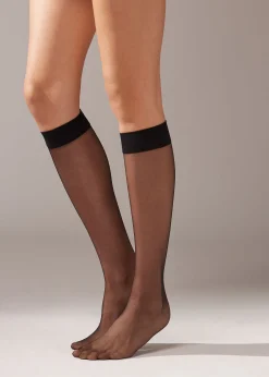 Women Calzedonia 8 Denier Sheer Comfort Cuff Knee-Highs