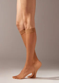Women Calzedonia 8 Denier Sheer Comfort Cuff Knee-Highs