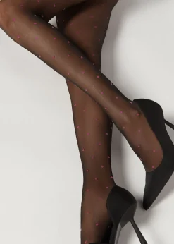 Women Calzedonia All-Over Polka Dot 30 Denier Sheer Tights