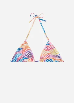 Women Calzedonia Animal Pattern Triangle Bikini Top Malaga