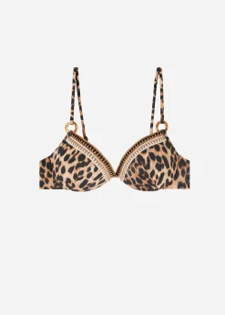 Women Calzedonia Animal Print Push-Up Padded Bikini Top Bilbao
