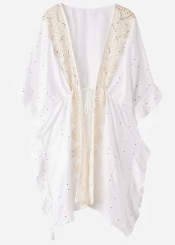 Women Calzedonia Broderie Anglaise And Sequin Kimono Kaftan