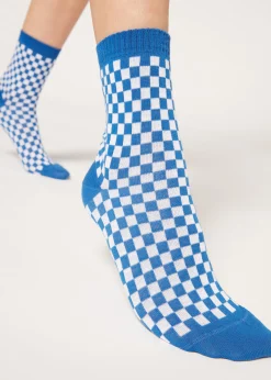 Women Calzedonia Check Pattern Short Socks