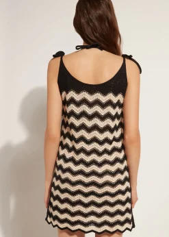 Women Calzedonia Chevron Pattern Crochet Dress