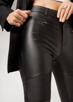 Women Calzedonia Coated-Effect Skinny Biker Leggings