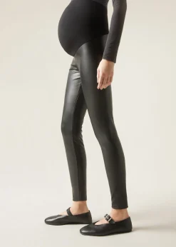 Women Calzedonia Coated-Effect Thermal Maternity Leggings