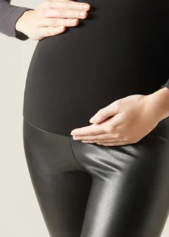 Women Calzedonia Coated-Effect Thermal Maternity Leggings