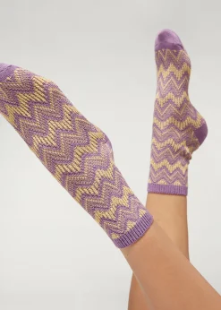 Women Calzedonia Colourful Chevron Motif Short Socks