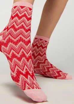 Women Calzedonia Colourful Chevron Motif Short Socks