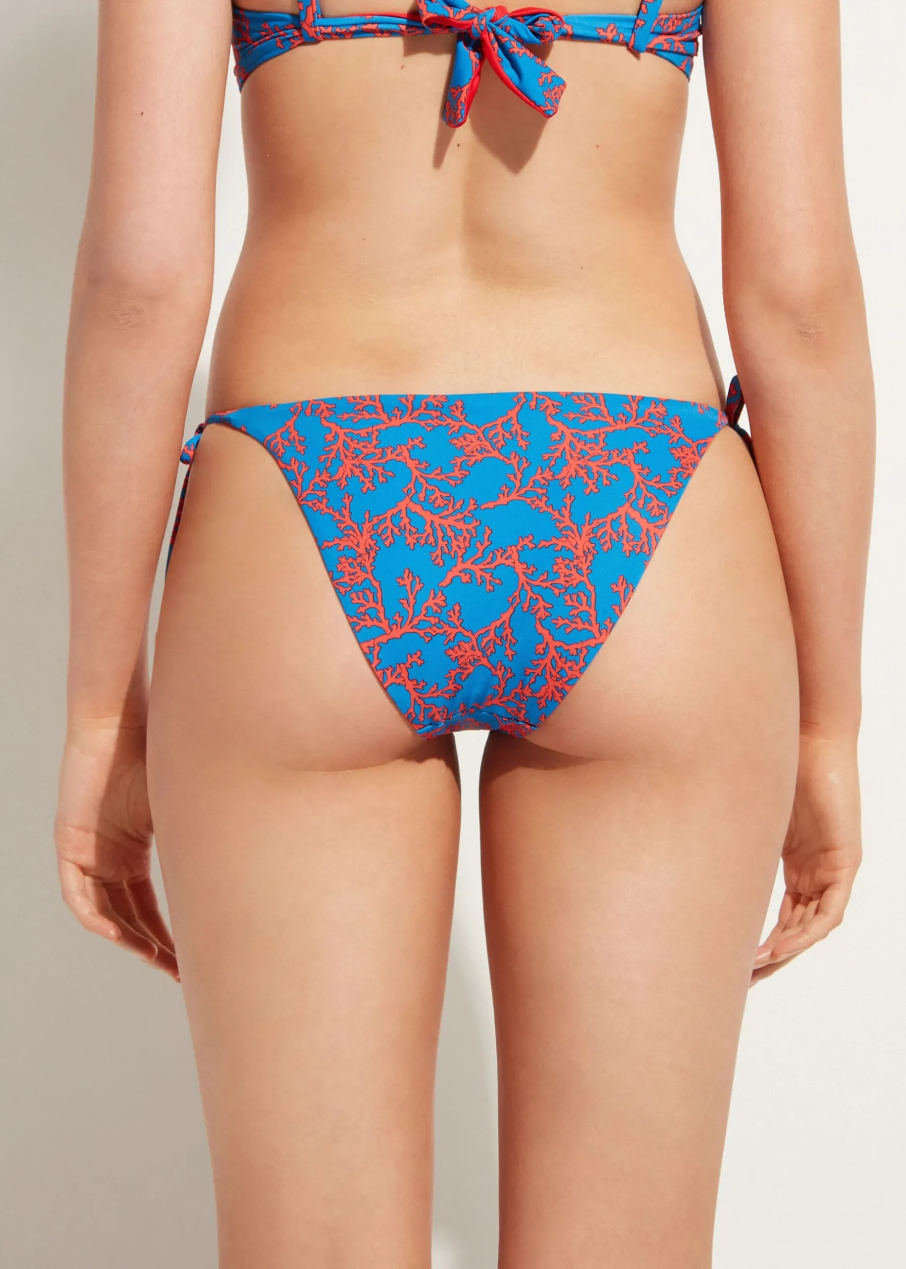 Women Calzedonia Coral Pattern Tie Bikini Bottoms Bali