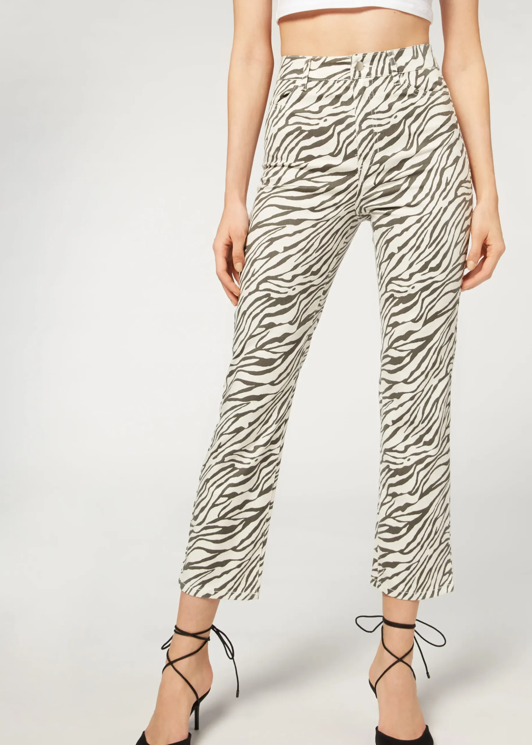 Women Calzedonia Cropped Flared High Waist Jeans