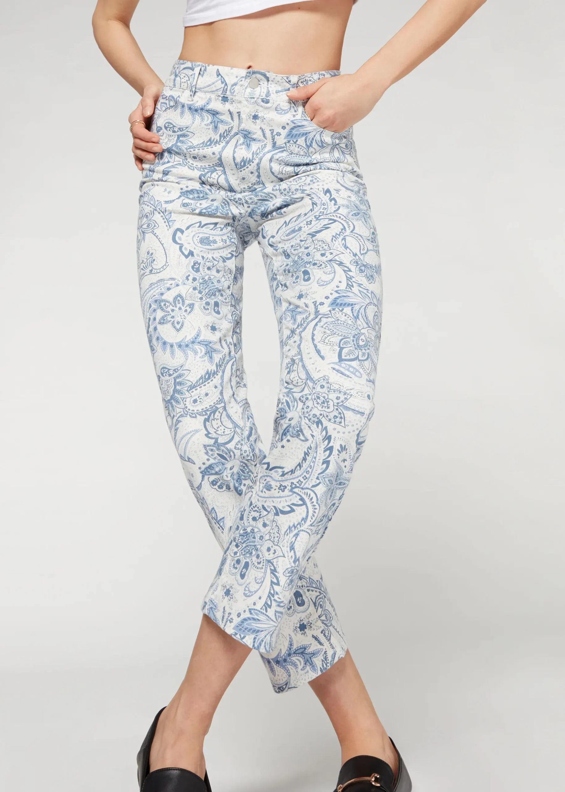 Women Calzedonia Cropped Flared High Waist Jeans