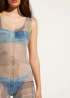 Women Calzedonia Denim Patchwork Short Jumpsuit