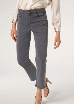 Women Calzedonia Eco Light Denim Cropped Flared Jeans