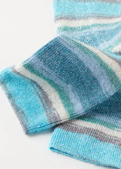 Women Calzedonia Faded Striped Short Socks With Glitter