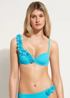 Women Calzedonia Floral Padded Push-Up Bikini Top Honolulu