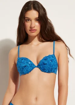 Women Calzedonia Floral Padded Push-Up Bikini Top Parigi