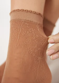 Women Calzedonia Floral-Patterned Mesh Short Socks