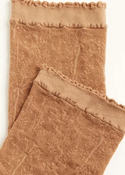 Women Calzedonia Floral-Patterned Mesh Short Socks