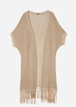 Women Calzedonia Fringed Gold Mesh Gilet