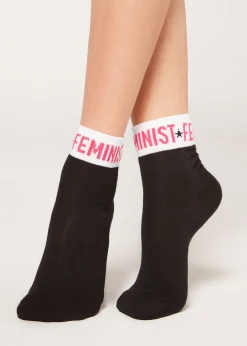 Women Calzedonia Girl Power Print Short Socks