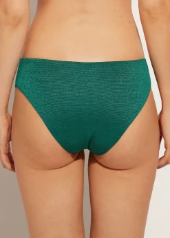 Women Calzedonia High-Waisted Lame Bikini Bottoms Hollywood