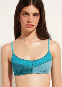 Women Calzedonia Lame Brassiere Bikini Top Lisbona
