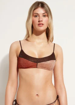 Women Calzedonia Lame Brassiere Bikini Top Lisbona