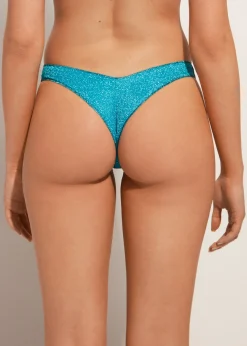 Women Calzedonia Lame High-Leg Brazilian Bikini Bottoms Lisbona