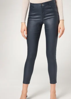 Women Calzedonia Leather Effect Skinny Leggings