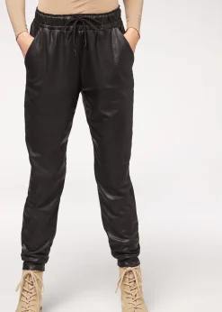 Women Calzedonia Leather Effect Thermal Joggers
