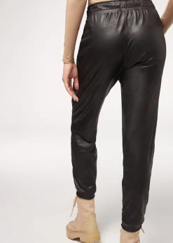 Women Calzedonia Leather Effect Thermal Joggers