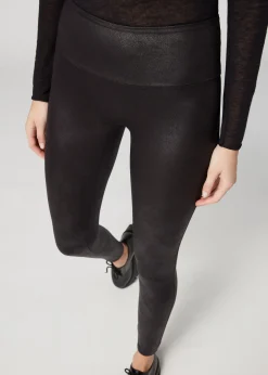 Women Calzedonia Leather Effect Total Shaper Leggings
