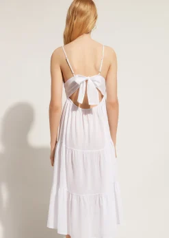 Women Calzedonia Macrame Lace Midi Dress With Flounced Skirt