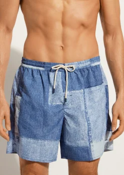 Men Calzedonia Men's Boxer Swim Shorts Formentera