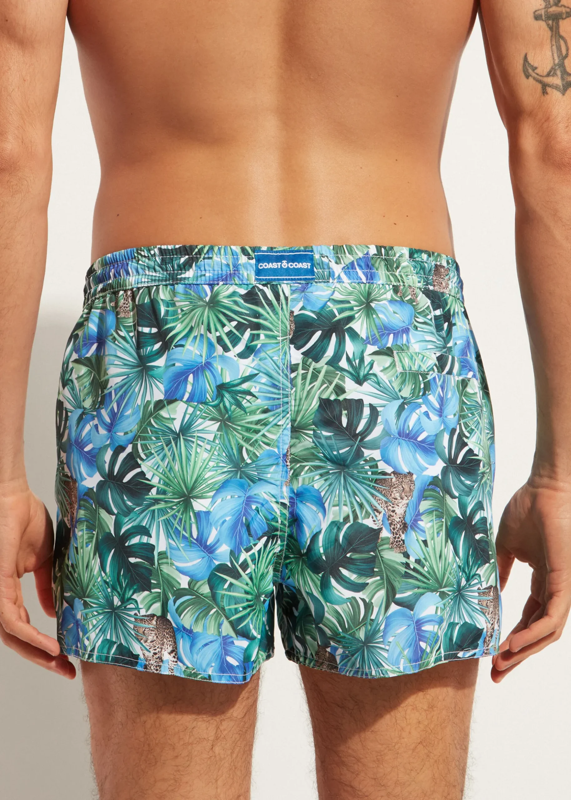 Men Calzedonia Men's Ibiza Patterned Boxer Swim Shorts