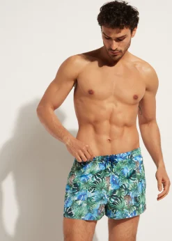 Men Calzedonia Men's Ibiza Patterned Boxer Swim Shorts
