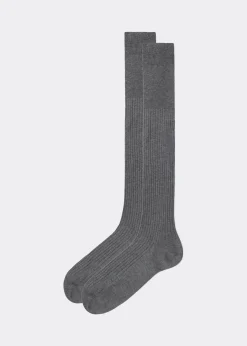 Men Calzedonia Men's Long Ribbed Lisle Thread Socks