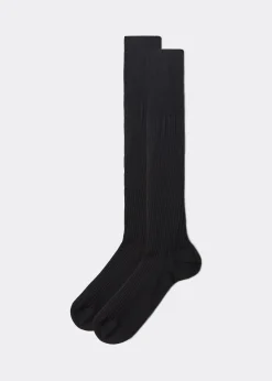 Men Calzedonia Men's Long Ribbed Lisle Thread Socks