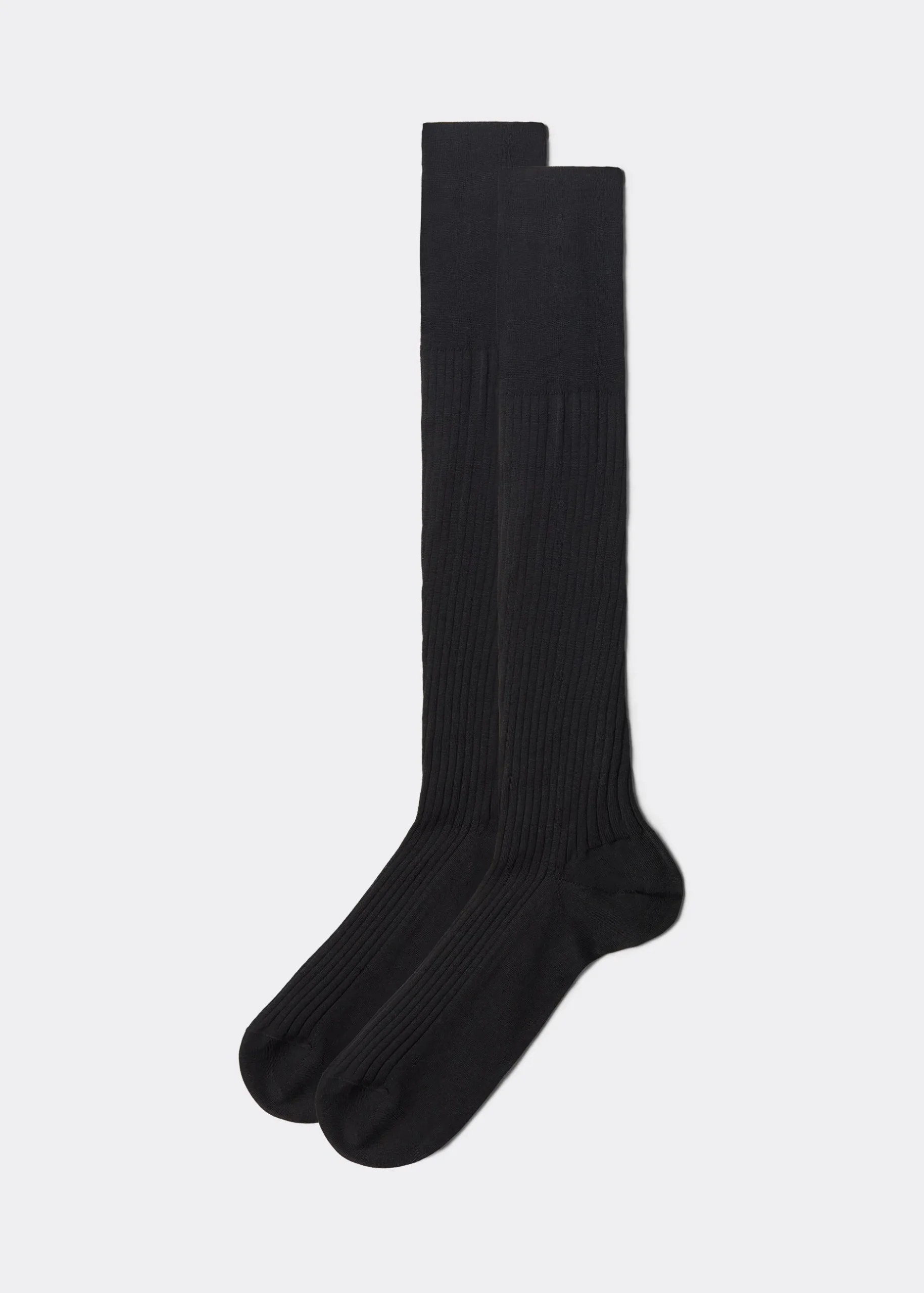 Men Calzedonia Men's Long Ribbed Lisle Thread Socks