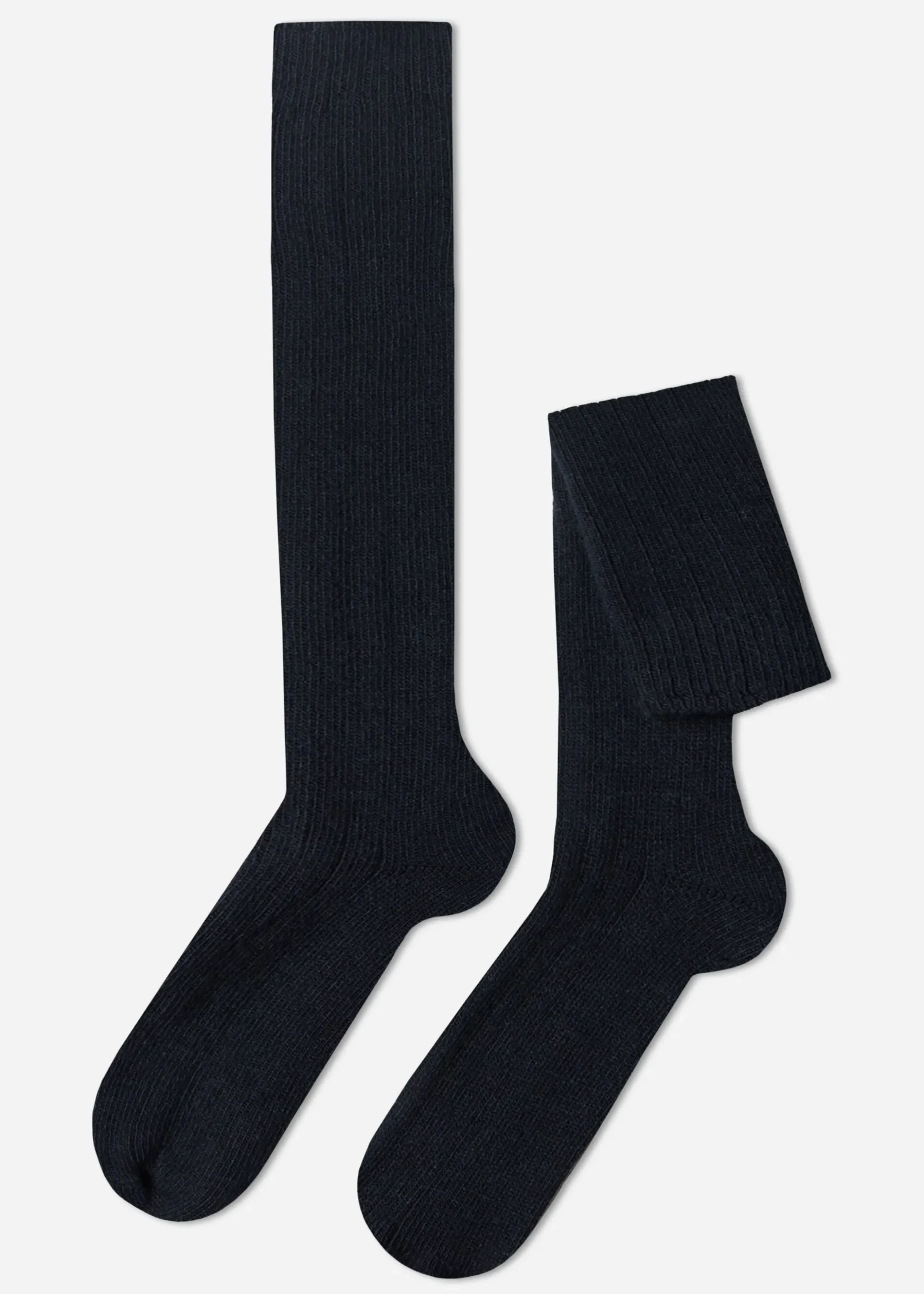 Men Calzedonia Men's Long Ribbed Socks With Wool And Cashmere