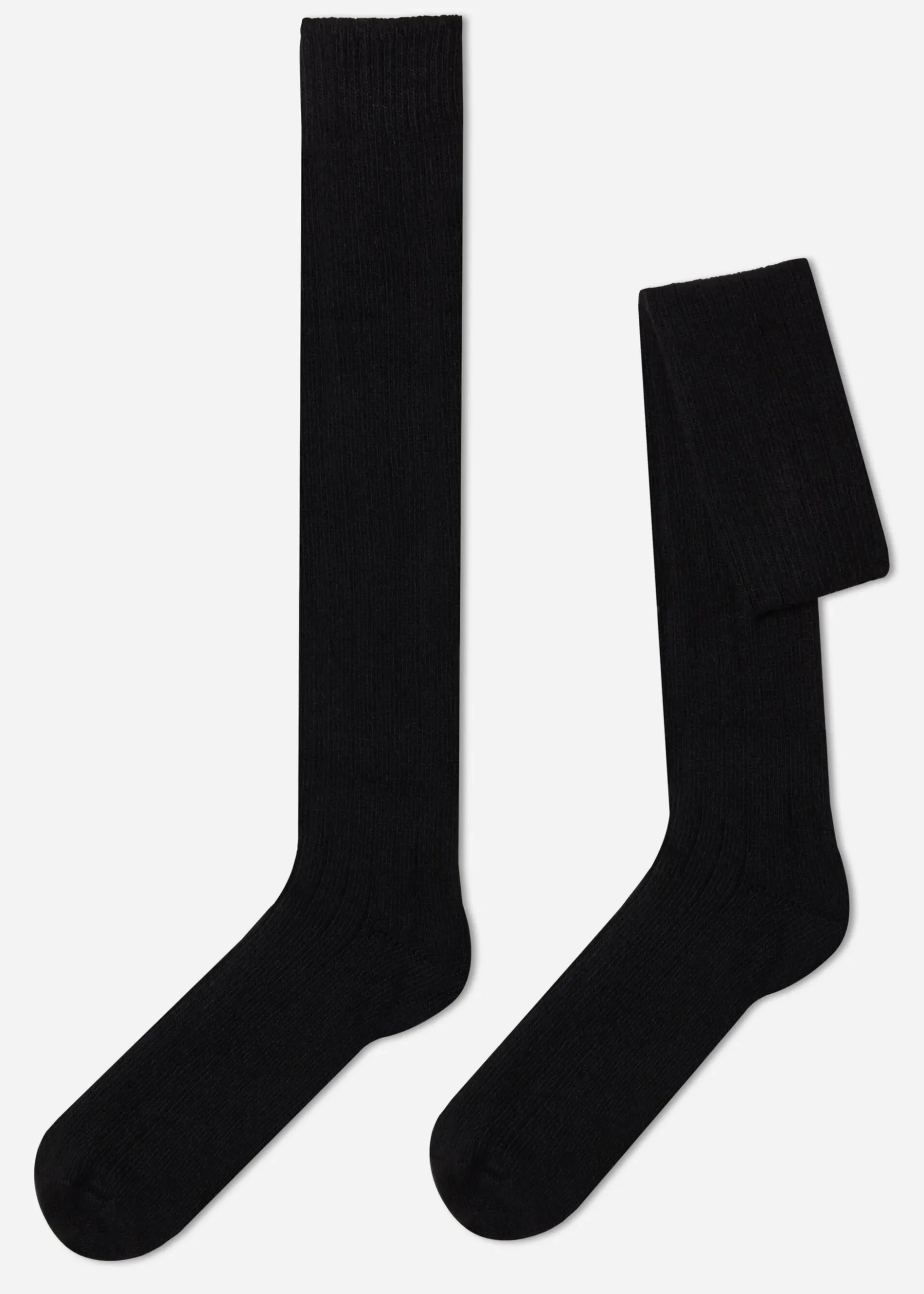 Men Calzedonia Men's Long Ribbed Socks With Wool And Cashmere