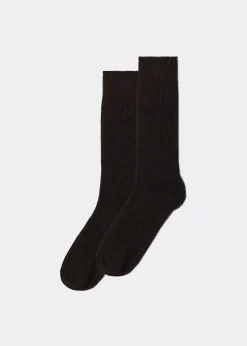 Men Calzedonia Men's Short Ribbed Socks With Wool And Cashmere