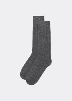 Men Calzedonia Men's Short Ribbed Socks With Wool And Cashmere
