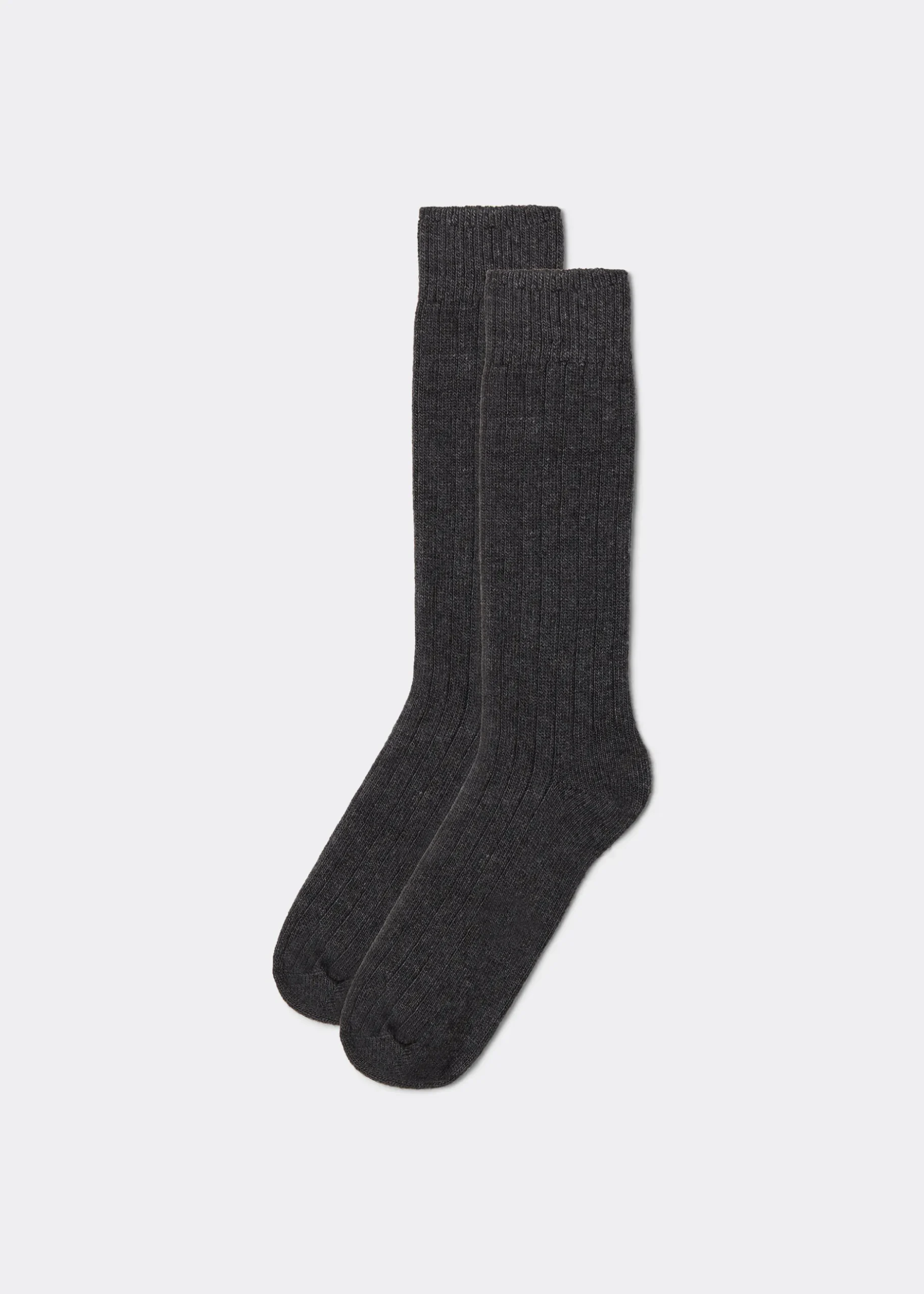 Men Calzedonia Men's Short Ribbed Socks With Wool And Cashmere