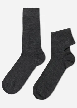 Men Calzedonia Men's Wool And Cotton Crew Socks