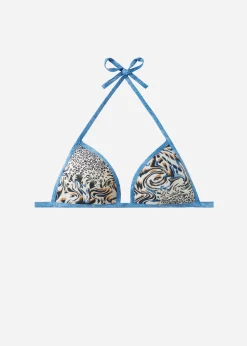 Women Calzedonia Mykonos Graduated Padded Animal Print Triangle Bikini Top